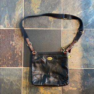 Fossil Black/Brown Leather Crossbody